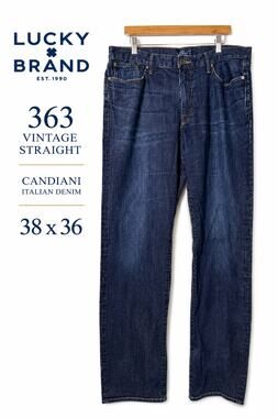 Lucky Brand 363 Vintage Straight Jeans Womens 38x36 Candiani Italian Denim